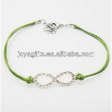 Pulsera tejida alambre verde diamante número ocho